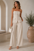 Milano Set- Button Down Tube Top and Pants Set