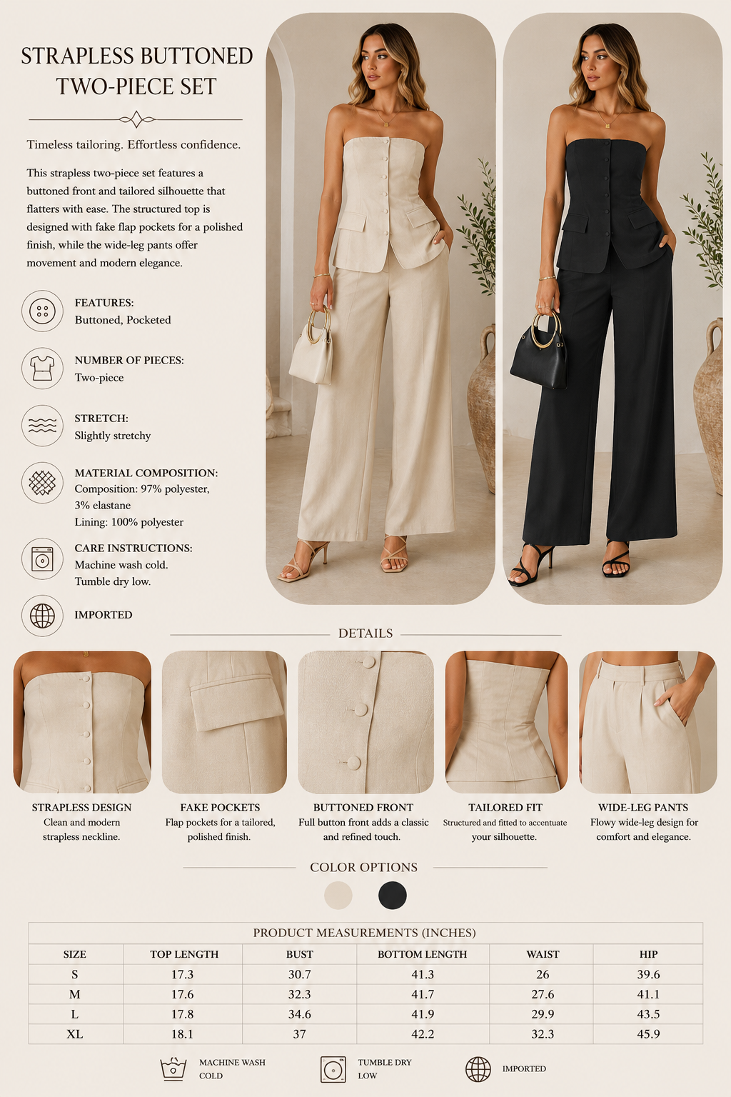 Milano Set- Button Down Tube Top and Pants Set