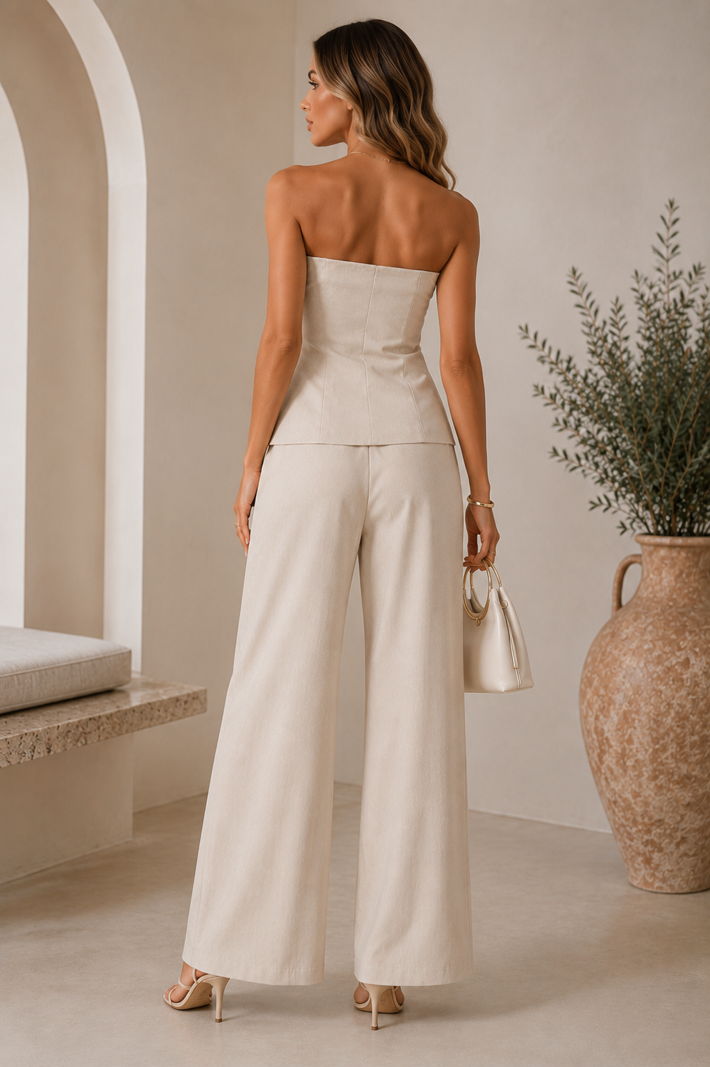 Milano Set- Button Down Tube Top and Pants Set