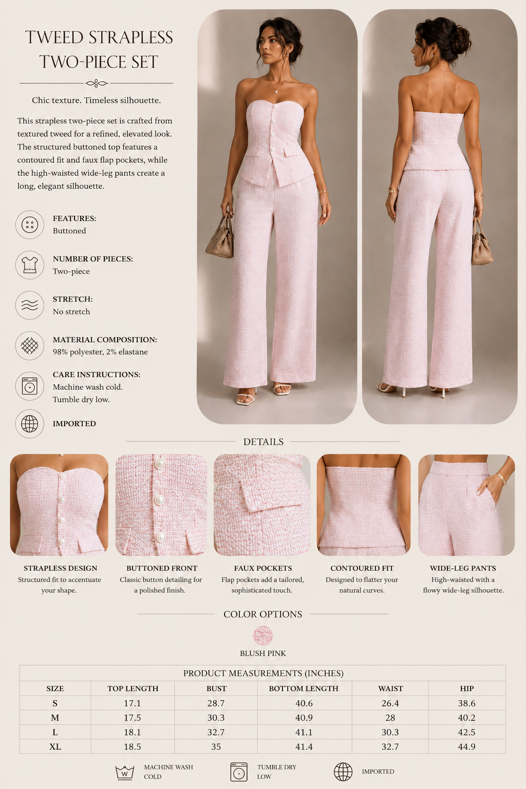 Éloise Set- Sweetheart Neck Tube Top and Pants Set