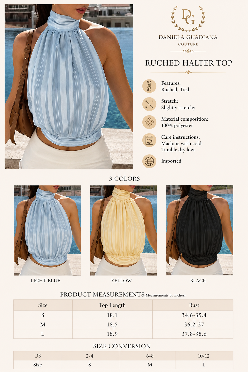 Cielo Top- Halter Neck Striped Cami Top