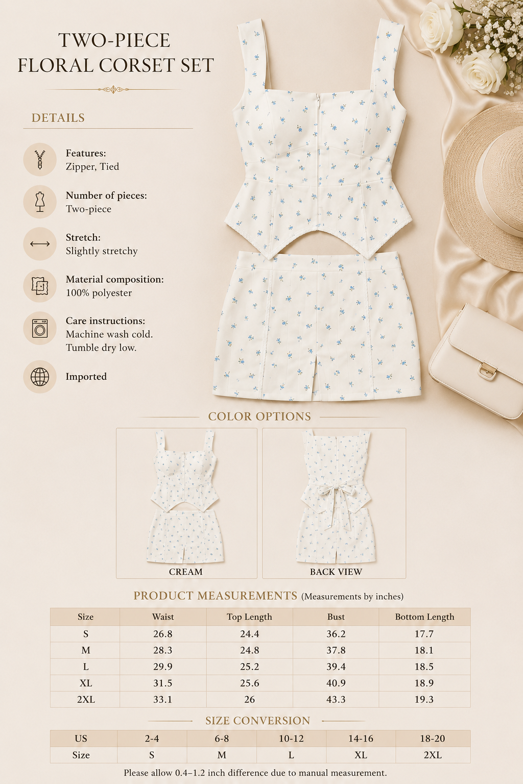 Rositas set- Floral Print Sleeveless Top and Skirt Set