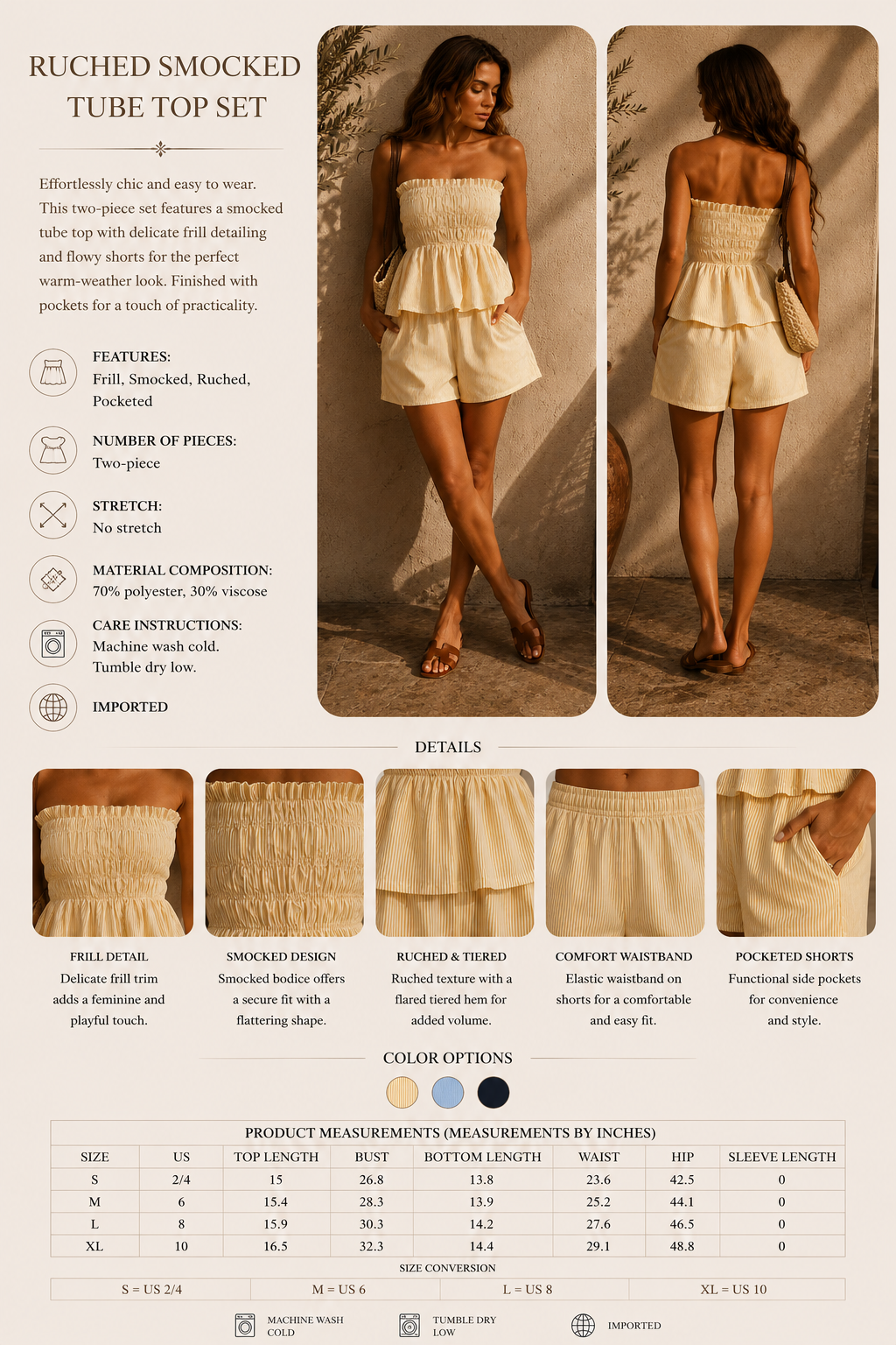Buttercream Villa Set- Smocked Tube Top and Shorts Set