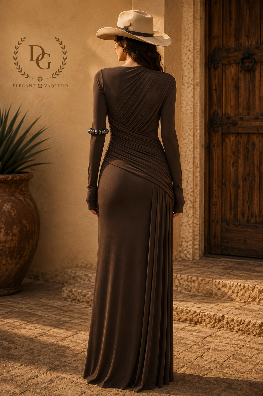 Elena Dress- Ruched Long Sleeve Maxi Dress
