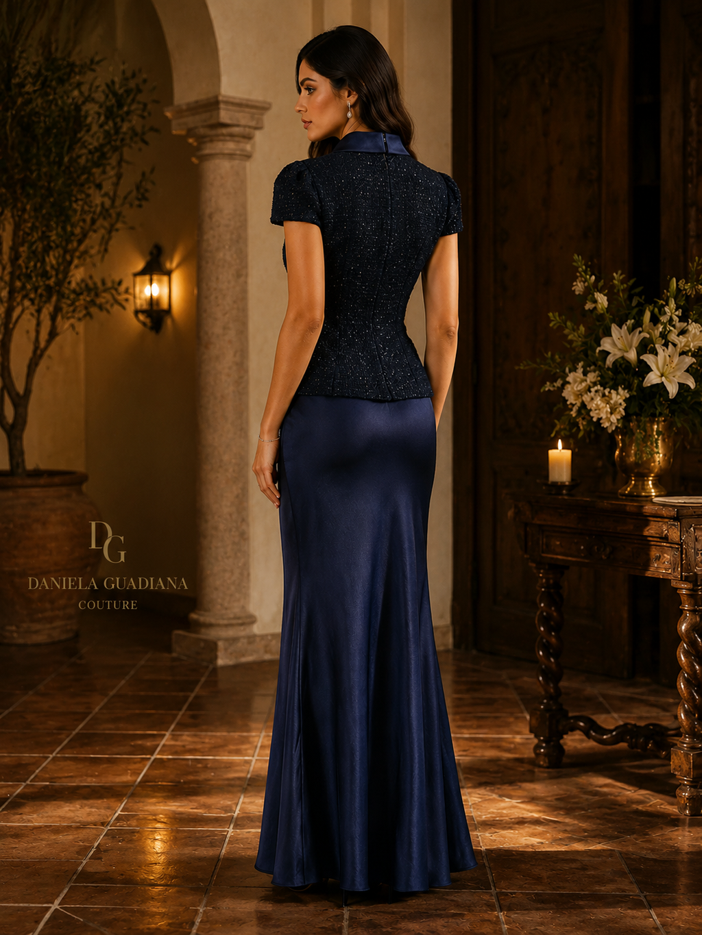 La Duquesa- Tweed Jacket and Satin Skirt Set