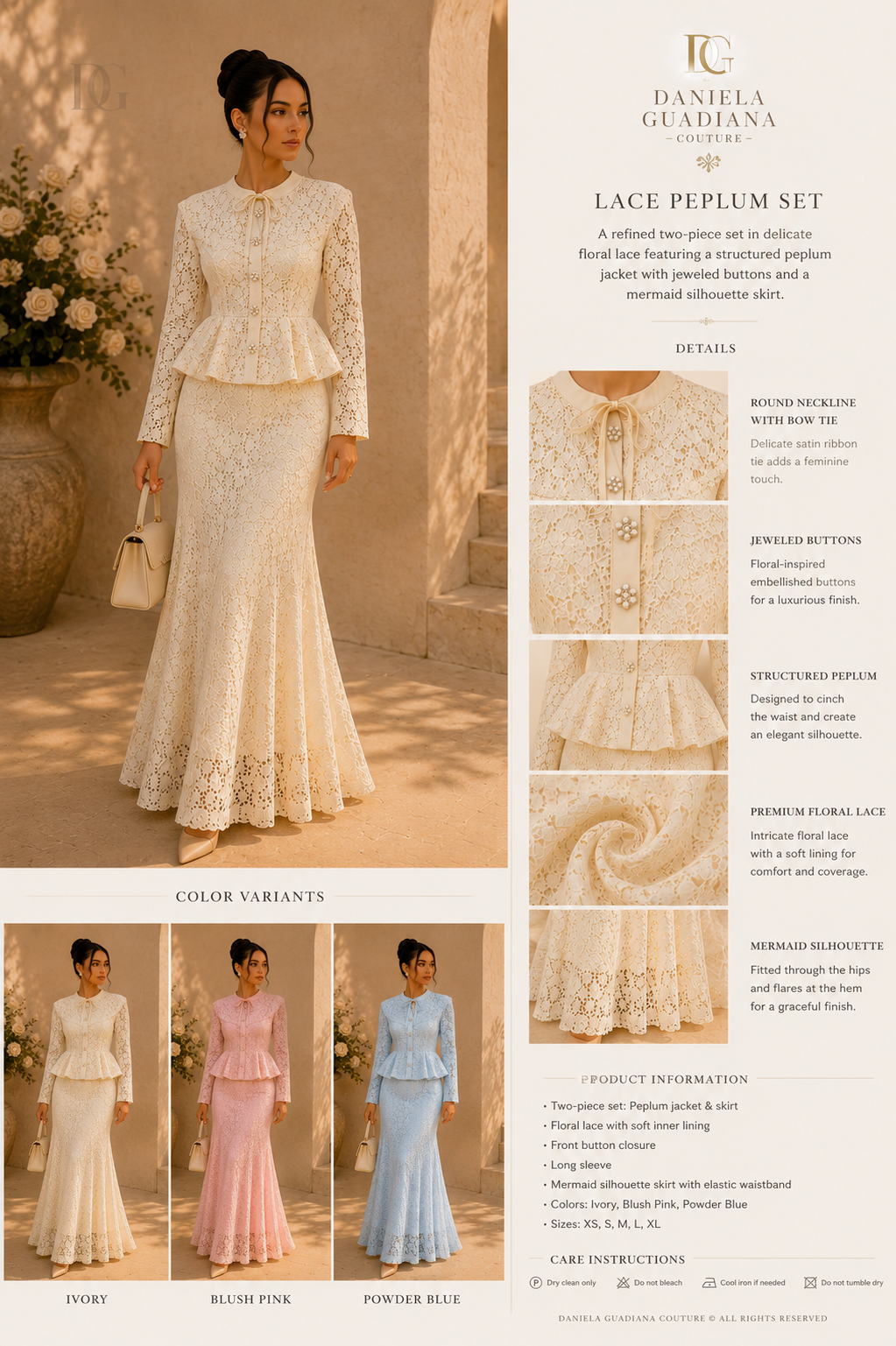 Rosalía Lace Set- Button Up Top and Skirt Set