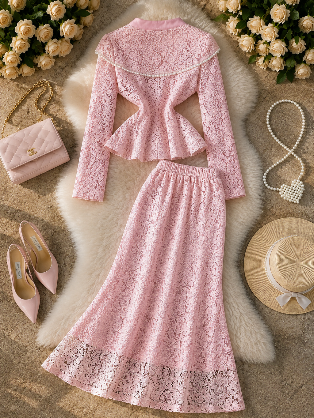 Rosalía Lace Set- Button Up Top and Skirt Set