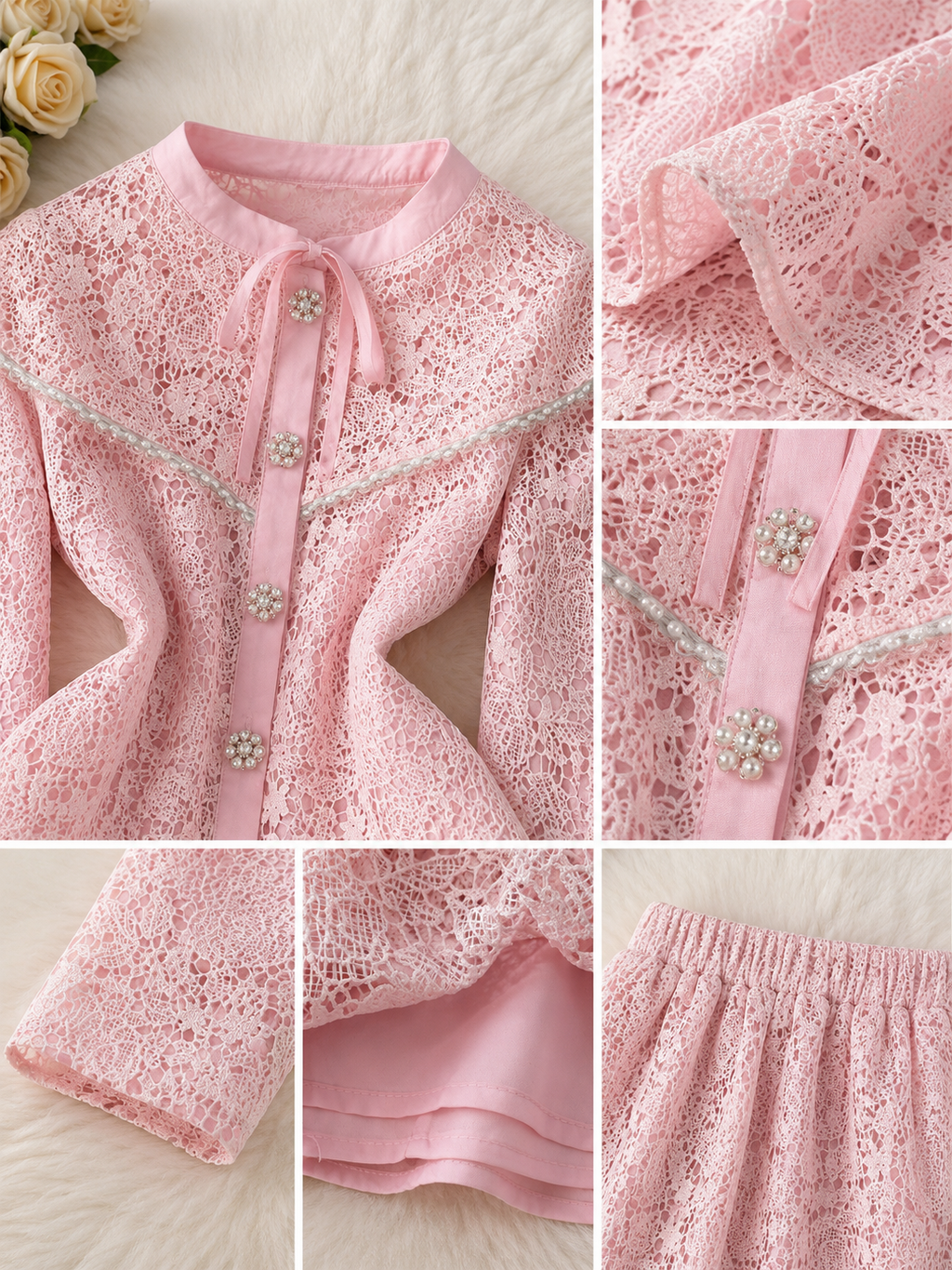 Rosalía Lace Set- Button Up Top and Skirt Set