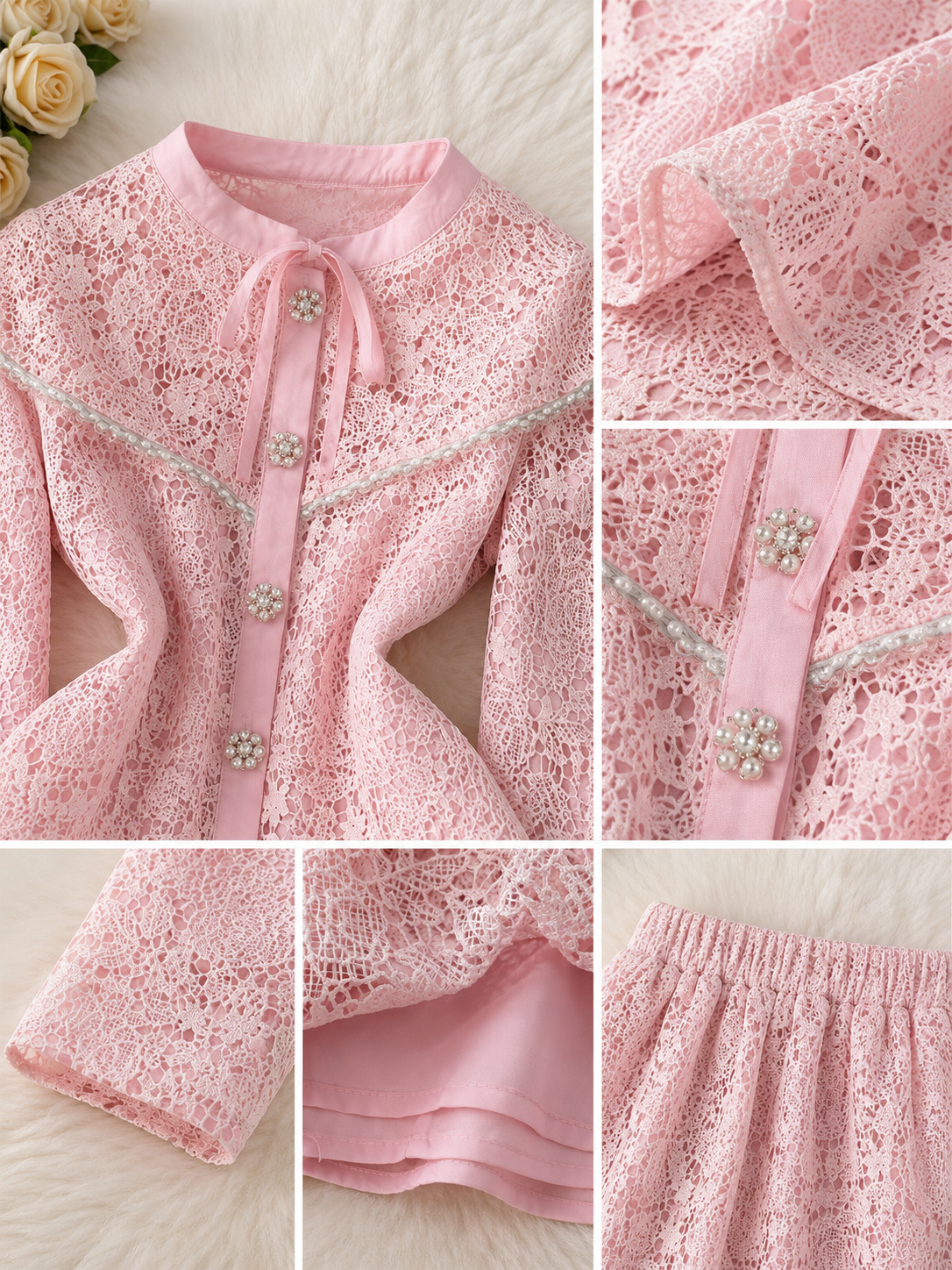Rosalía Lace Set- Button Up Top and Skirt Set