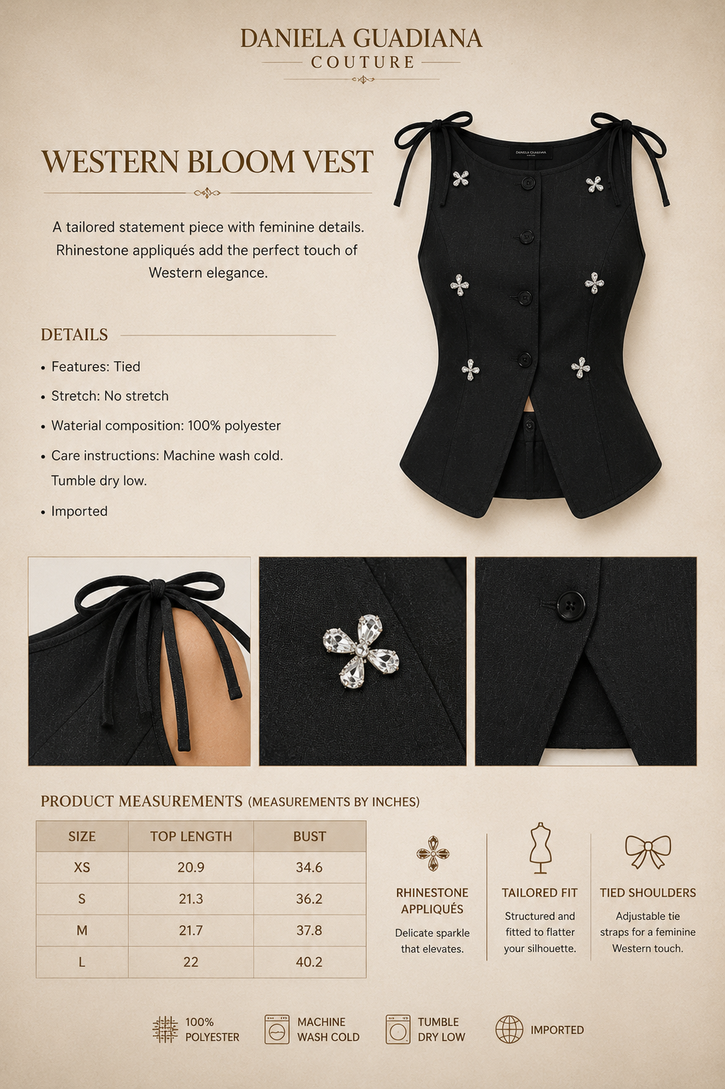 Estrella Vest- Button-Down Embellished Vest